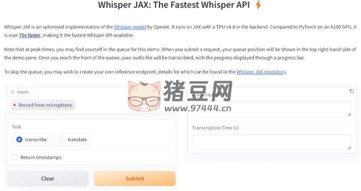 Whisper JAX：一款基于 Whisper API 的在线语音转文字工具