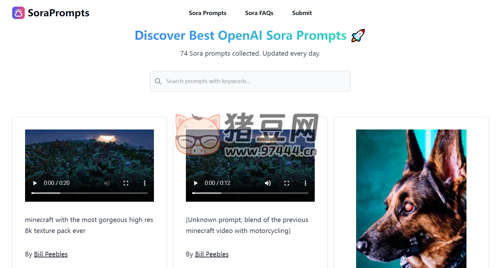 soraprompts：OpenAI Sora 的视频和提示词的网站