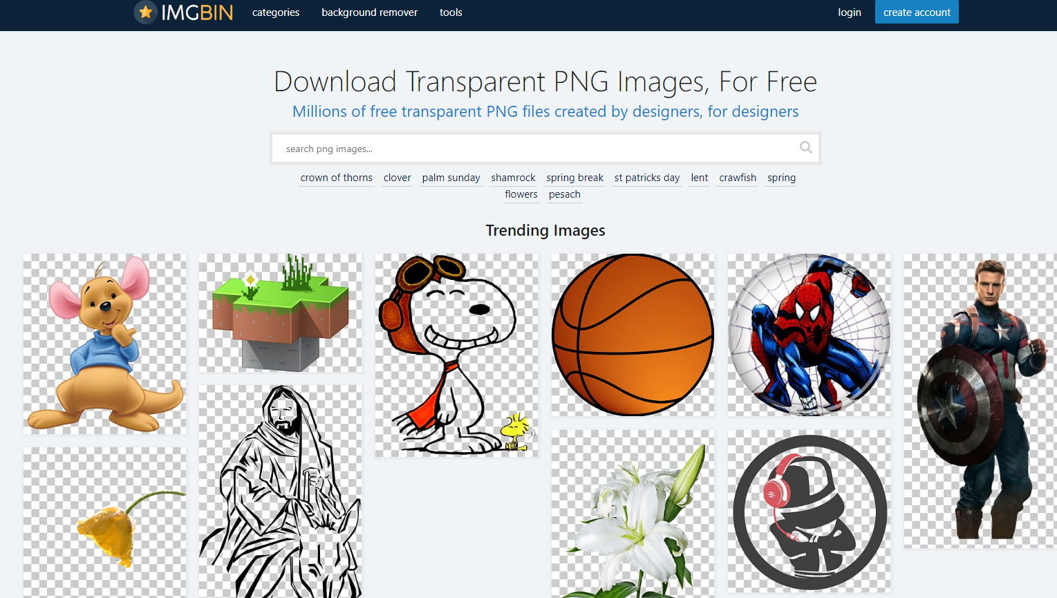 IMGBIN：由设计师创建的数百万个免费透明 PNG 图片素材