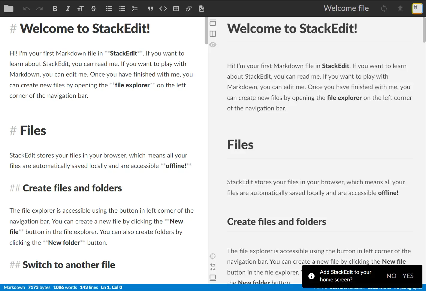 StackEdit：在线 Markdown 编辑器