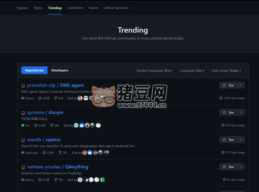 GitHub Trends：Github 热门项目排行榜