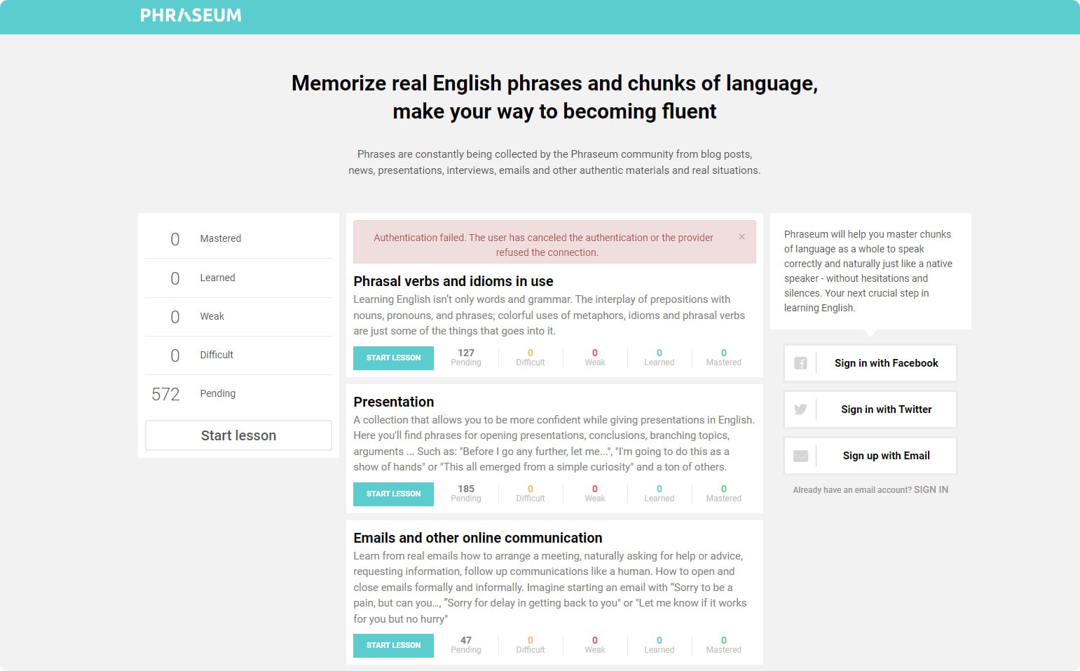 Phraseum：功能全面的英语外语学习网站