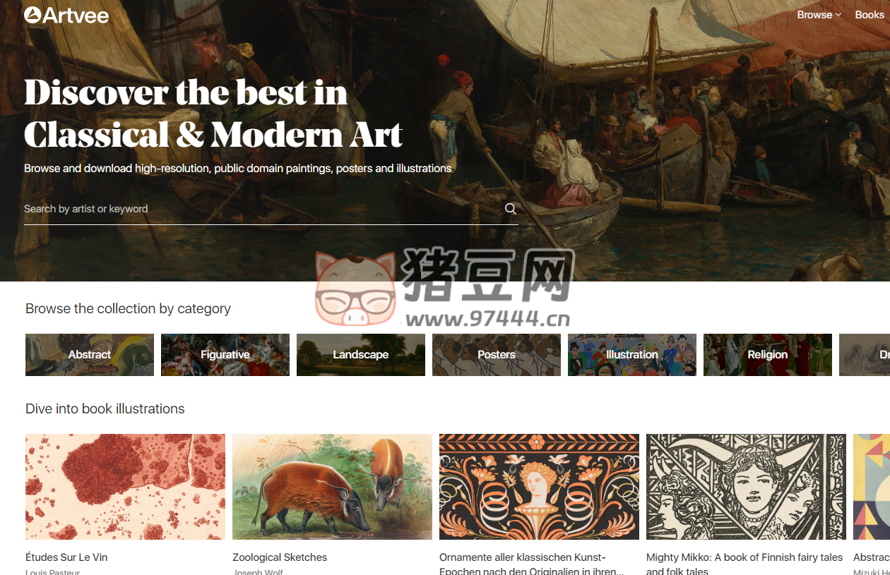 artvee：高清晰度绘画、素描、插图和海报免费下载