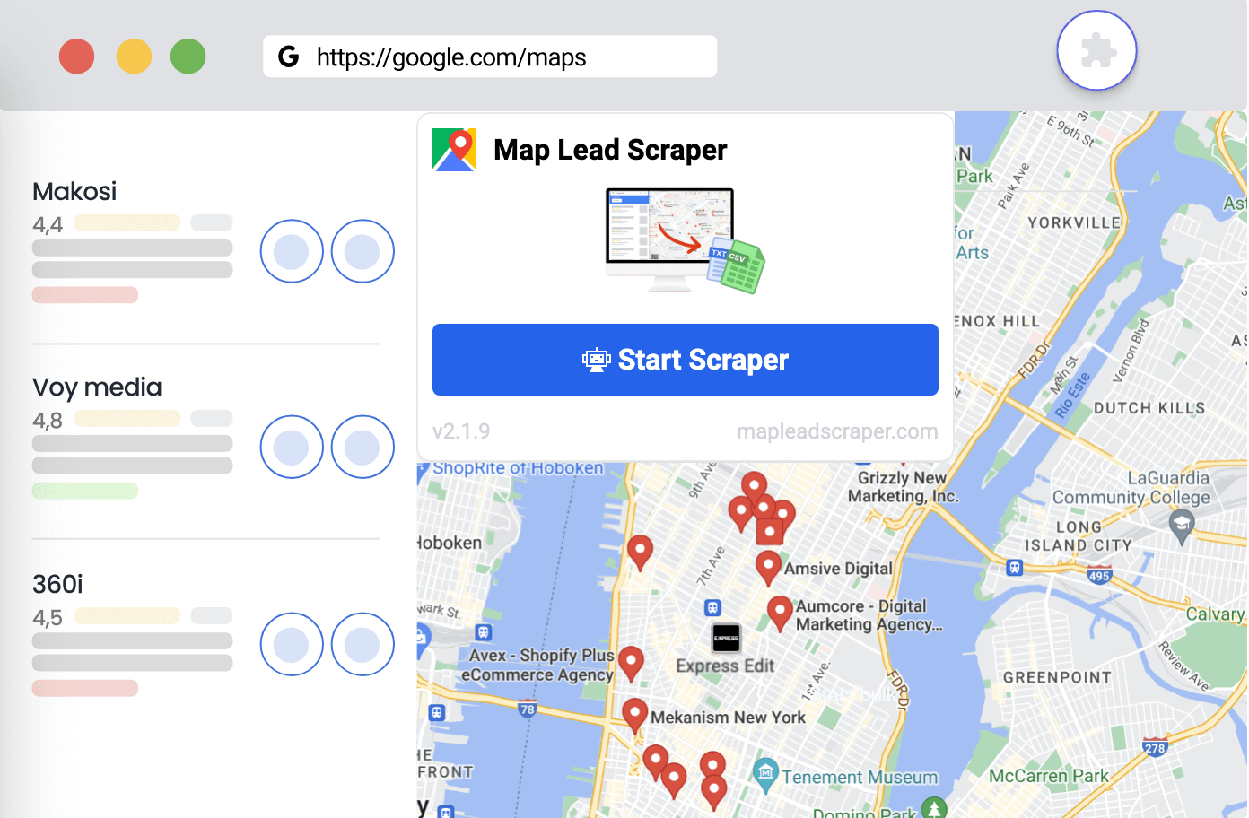 Map Lead Scraper 谷歌地图抓取插件：一键抓取谷歌地图数据
