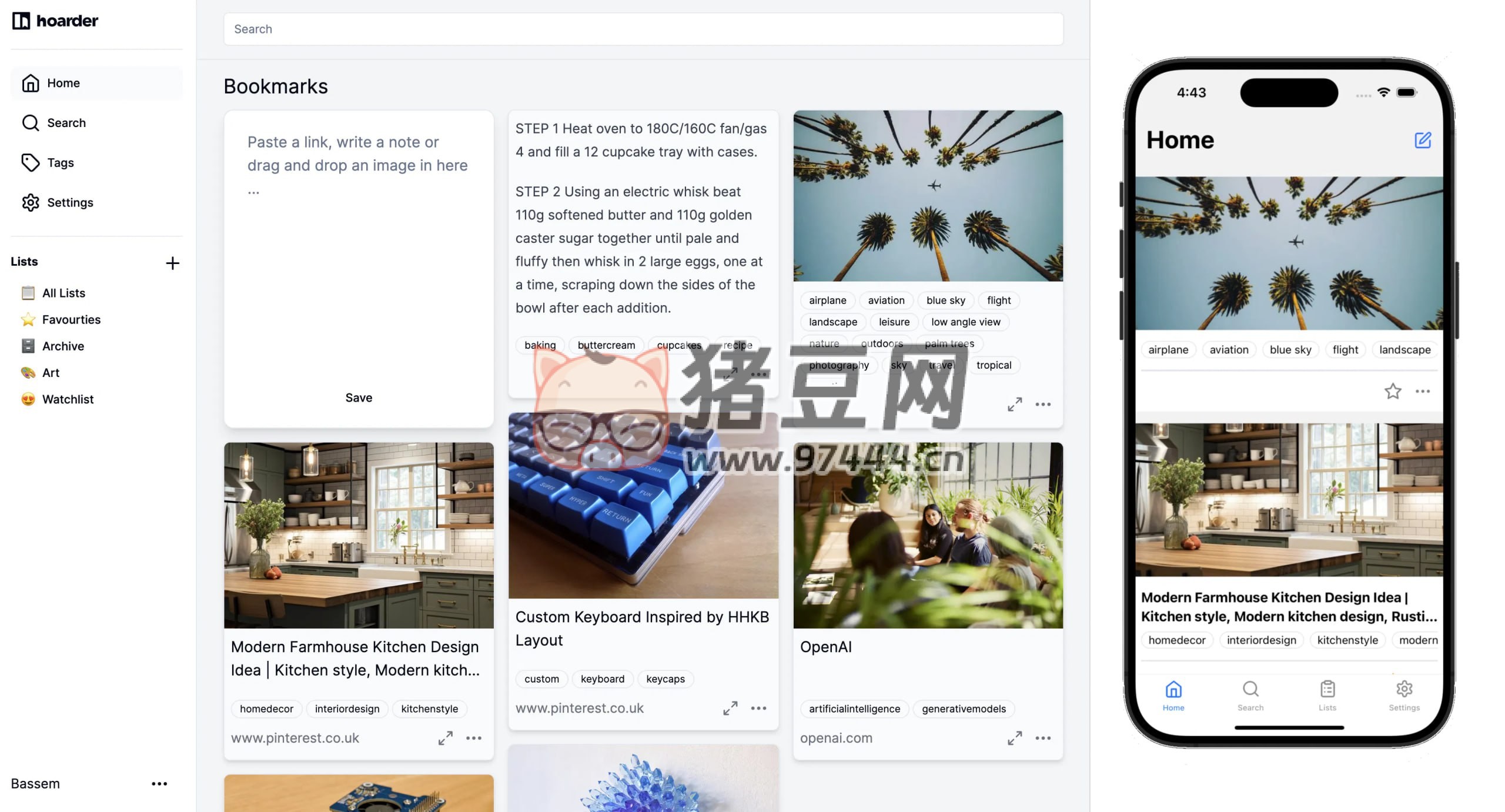 Hoarder：一个支持 AI 标记的书签管理程序插件