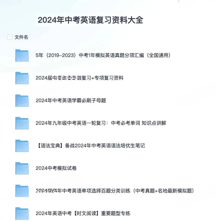 2024 年中考英语复习资料大全