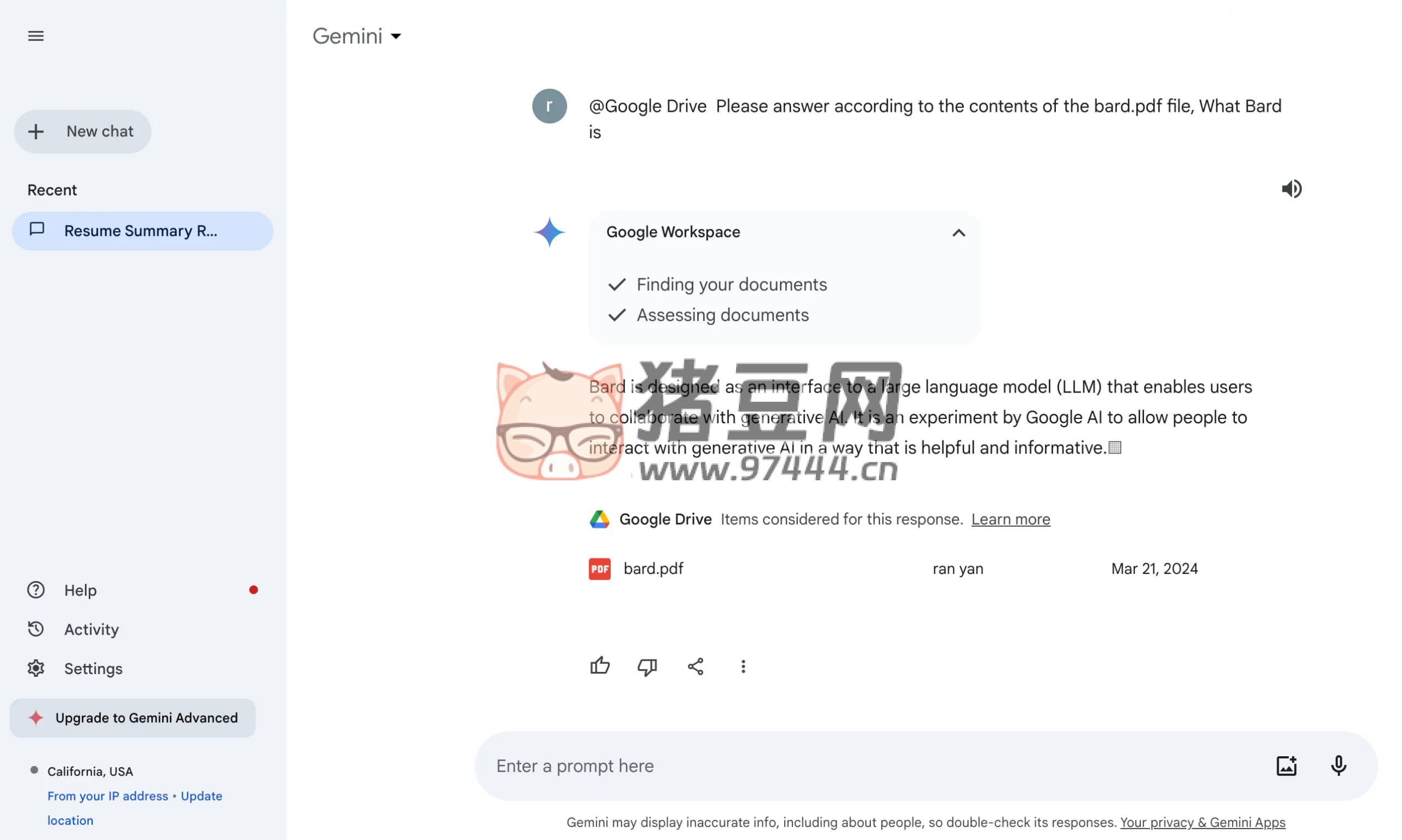 Bard PDF：一款可以通过 Gemini 与 PDF 文件进行交流的在线工具