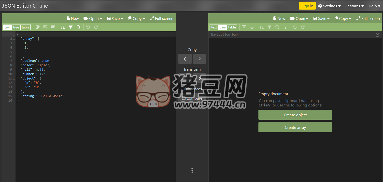 Jsoneditor：在线的 JSON 编辑器