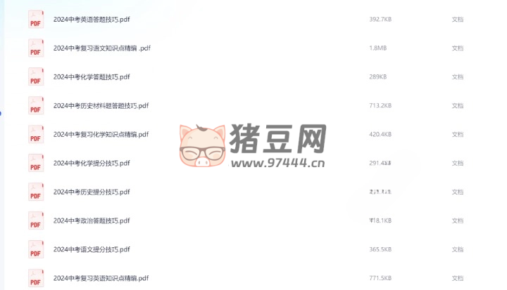 2024 中考各科答题提分技巧和知识点精编