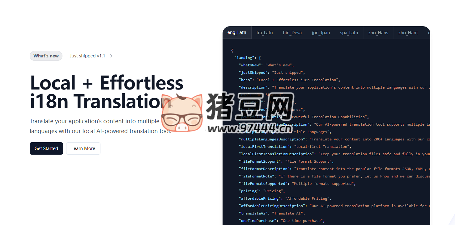 i18nlocale：AI 翻译工具，将应用程序内容翻译成多种语言，支持 200 多种语言
