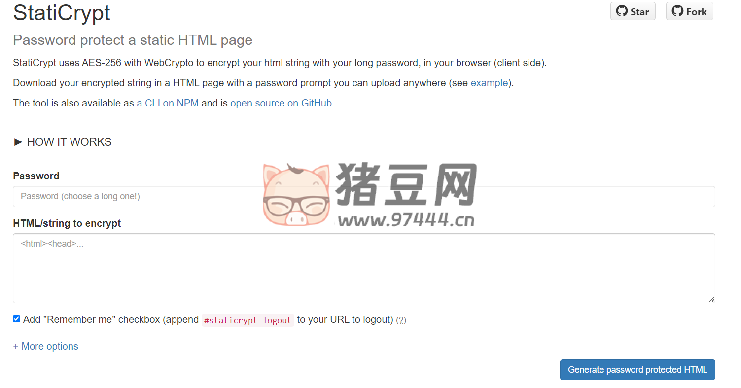 StatiCrypt：为静态 HTML 页面加密的工具