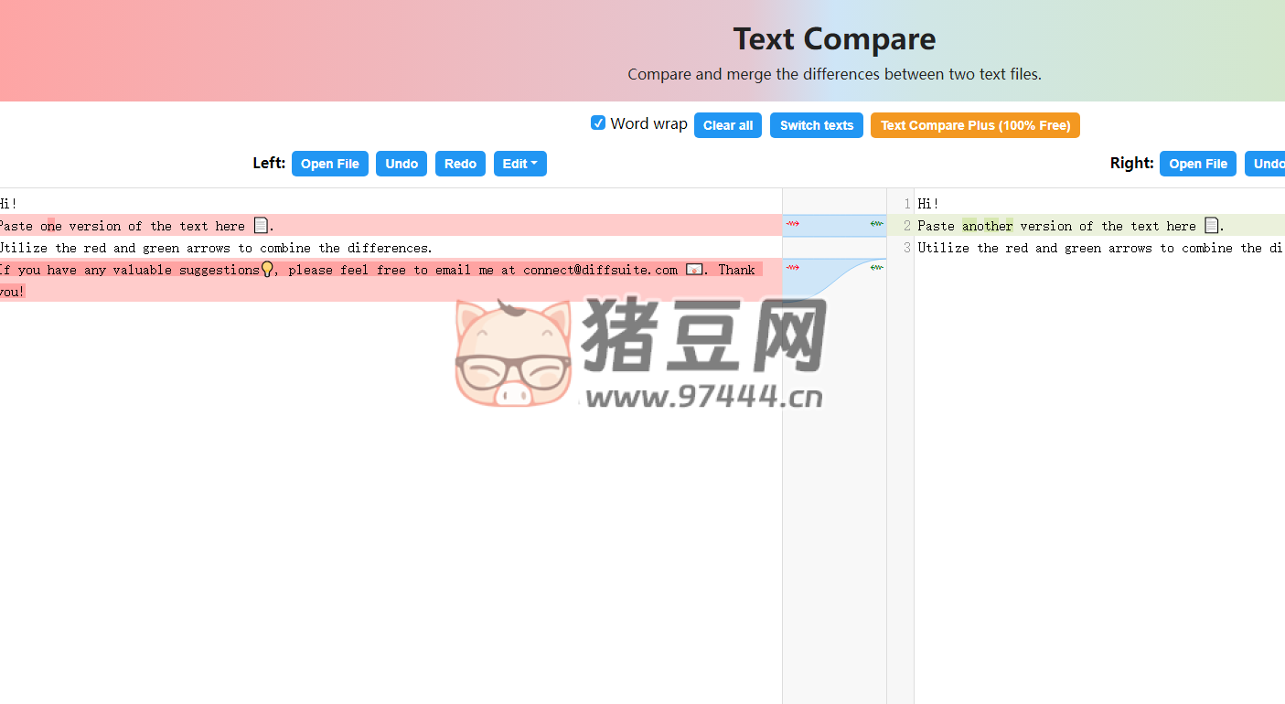 Text Compare：文本比较实时在线差异与合并工具