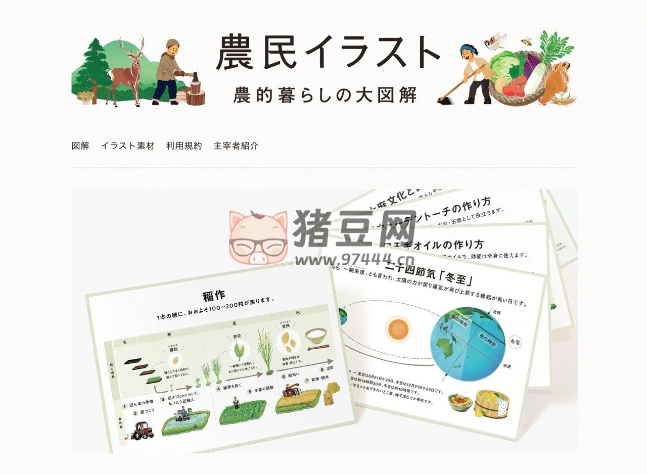 农民插画：日式手绘风格农村生活插画素材免费下载