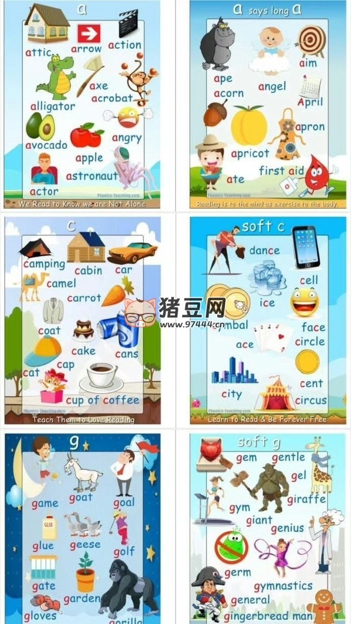 168 张实用有趣的自然拼读 Phonics 海报