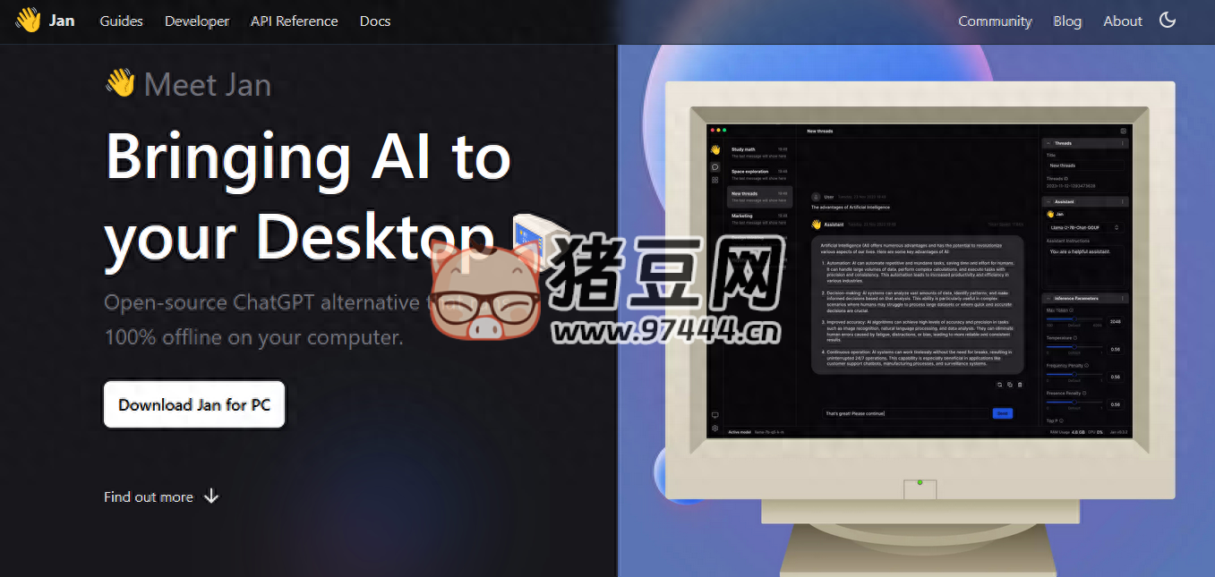 Jan.ai：ChatGPT 替代方案的平台，开源、免费、无限使用