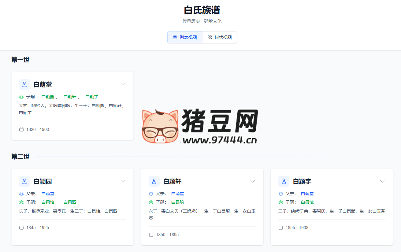 家族族谱 (Family Tree):开源家谱制作工具,一键部署家族树可视化系统 家族族谱 (Family Tree):开源家谱制作工具,一键部署家族树可视化系统
